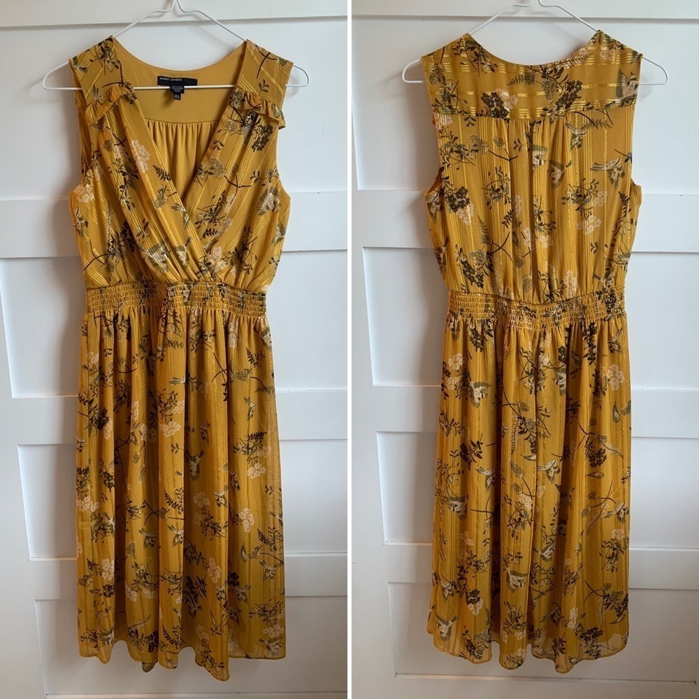 MAGGY LONDON | EUC Golden Yellow Boho Midi Dress 2